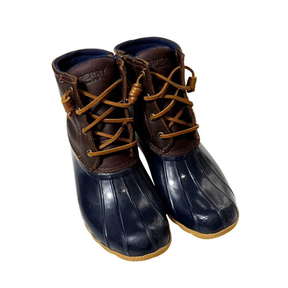 Sperry‎ Saltwater Duck Boot Leather Navy Tan 5.5